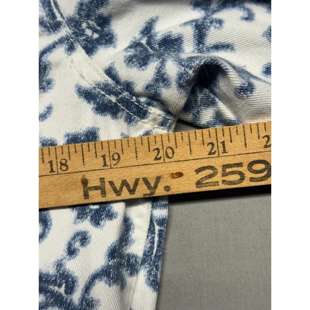 Lauren Ralph Lauren Jeans Co Blue White Floral Damask Denim Trucker Jacket L - Picture 7 of 7